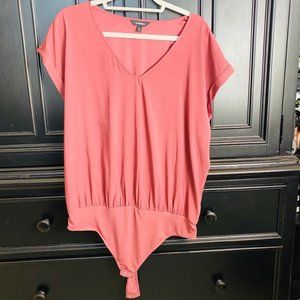 Express Pink Fitted Bodysuit T-shirt Top Size XL